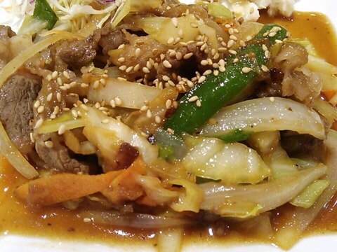 焼肉のタレで野菜炒め(*^^*)